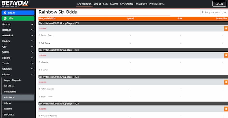 An image of BetNow, one of the best Rainbow Six Siege betting sites
